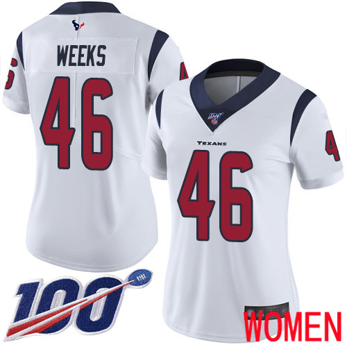 Houston Texans Limited White Women Jon Weeks Road Jersey NFL Football #46 100th Season Vapor Untouchable